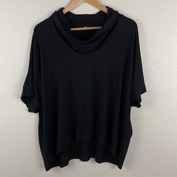Eileen Fisher Tops - Eileen Fisher Size S Black Cowl Neck Oversized Boxy Lagenlook Elbow Sleeve Artsy